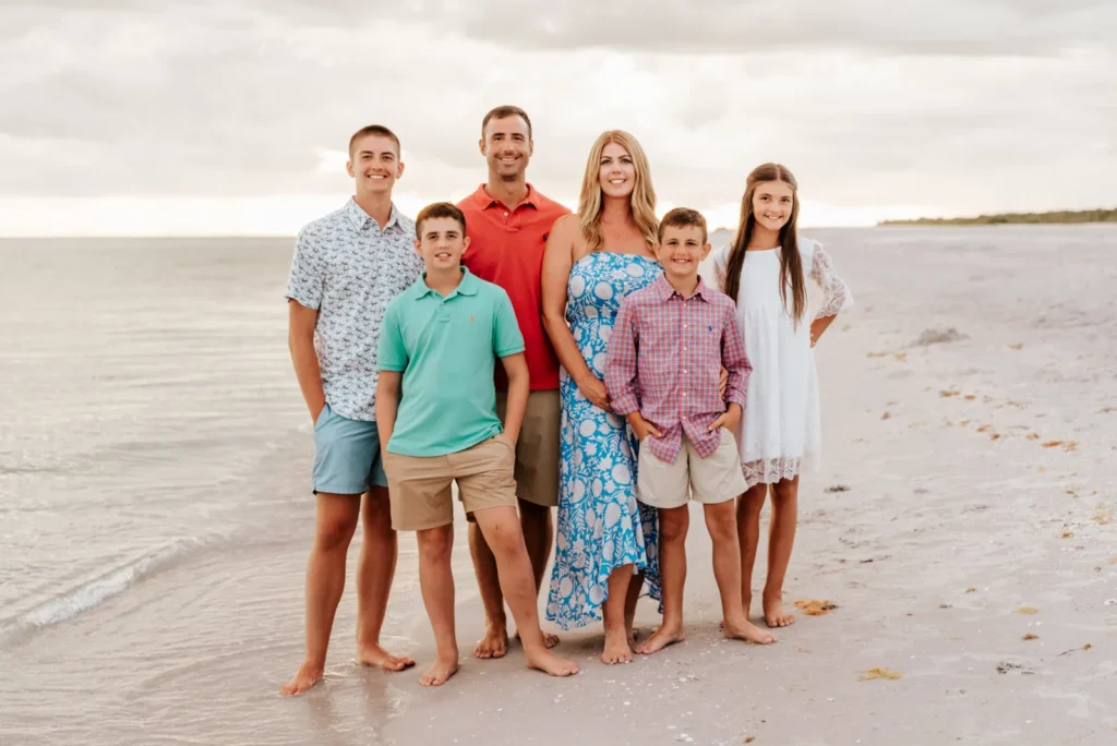 The Heizer family on a Florida beach